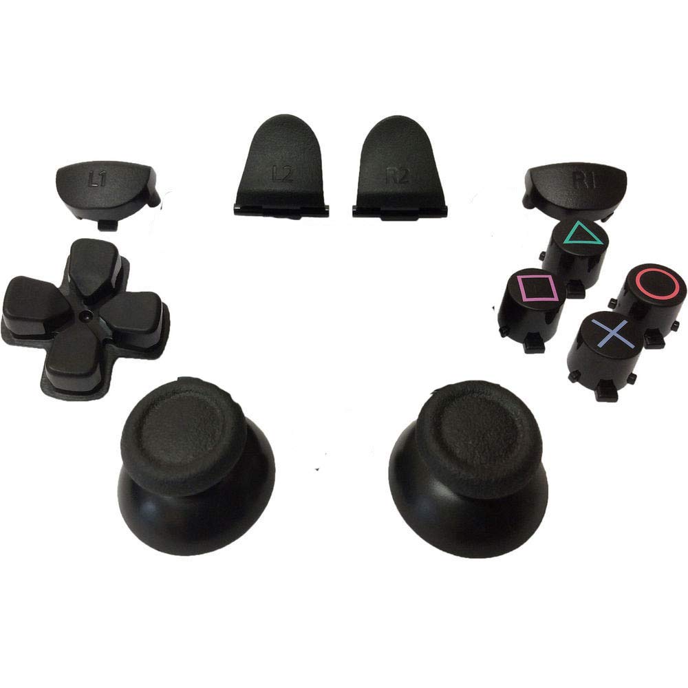 Black Full Sets Replacement Parts Buttons R2 L2 with Analog Cap For PlayStation 4 PS4 Controller [video game]