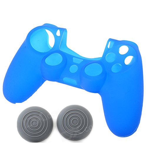 Silicone Protective Skin Case Cover for Sony PlayStation 4 PS4 Controller - Blue with 2 Thumb Grips free [video game]