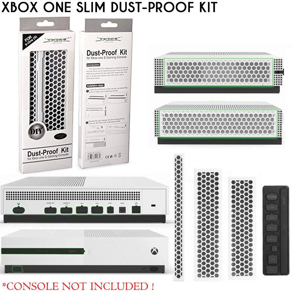 Xbox One S Dust-Proof Kit, Dirt-Proof Prevention Cover Case Mesh Filter Jack Stopper Pack for Xbox One S Gaming Console [video game]