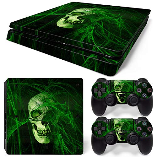 New World SKULL GREEN Theme Design skin sticker for PS4 Slim Console and Controller [video game]