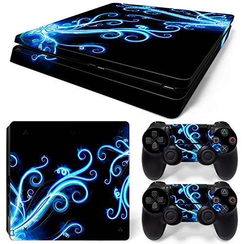 New World BLUE GLOW Theme Design skin sticker for PS4 Slim Console and Controller