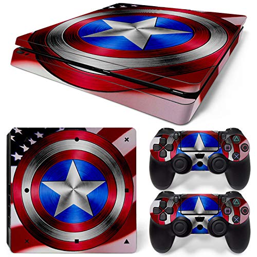 New World CAPTAIN AMERICA SHIELD Logo Theme Design skin sticker for PS4 Slim Console and Controller [video game]