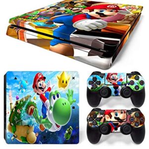 New World Mario Logo Theme Design skin sticker for PS4 Slim Console and Controller [video game]