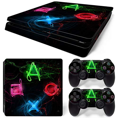 New World Sony Controller Button Logo Theme Design skin sticker for PS4 Slim Console and Controller [video game]
