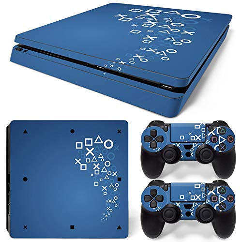 New World Sony Button Logo Blue Theme Design skin sticker for PS4 Slim Console and Controller [video game]