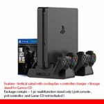 PS4 Slim PS4 Pro PS4FAT  Multifunction Console Vertical Stand with Cooling Fan and Charging Dock and Disc Stand