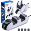 New World PS5 Controller Charger Station, PS5 Controller Charging Station for DualSense Controller, PS5 Charging Station with 4 USB-C Dongles, Upgraded with an ON/Off Switch