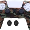New World PS5 Controller Silicone Cover Case PS5 Controller Skin Anti Slip Protective Case Sleeve for Sony Playstation 5 DualSense Controller With Thumbgrips free – Brown Army