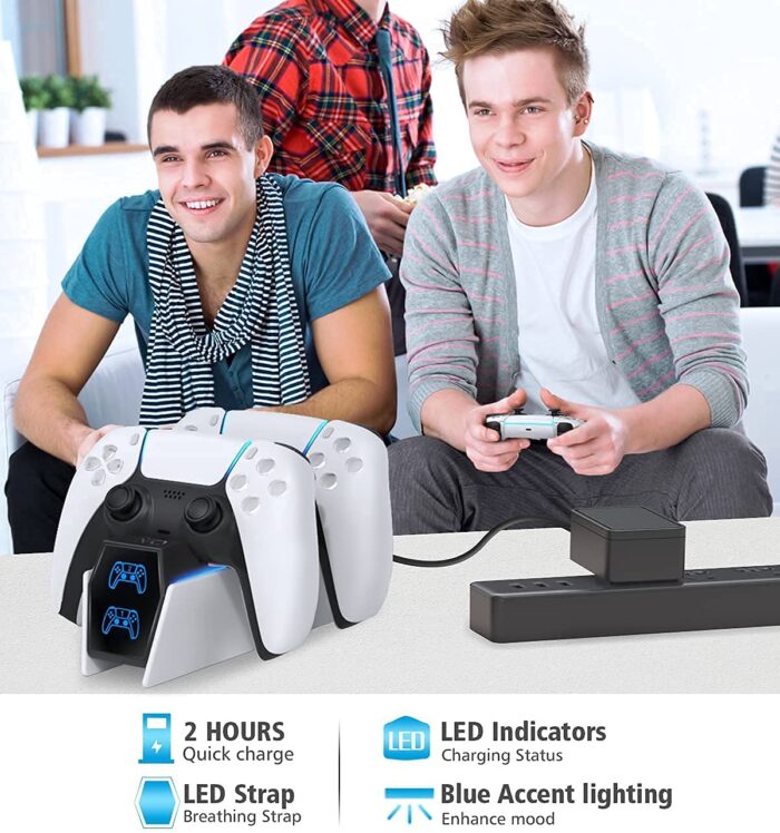 Latest Upgraded Charger for PS5 Controller, For PS5 Controller Charging Station Charging Dock Controller charger Fast Charger with LED Charging Indicator for PS5 DualSense Controller White - Image 5