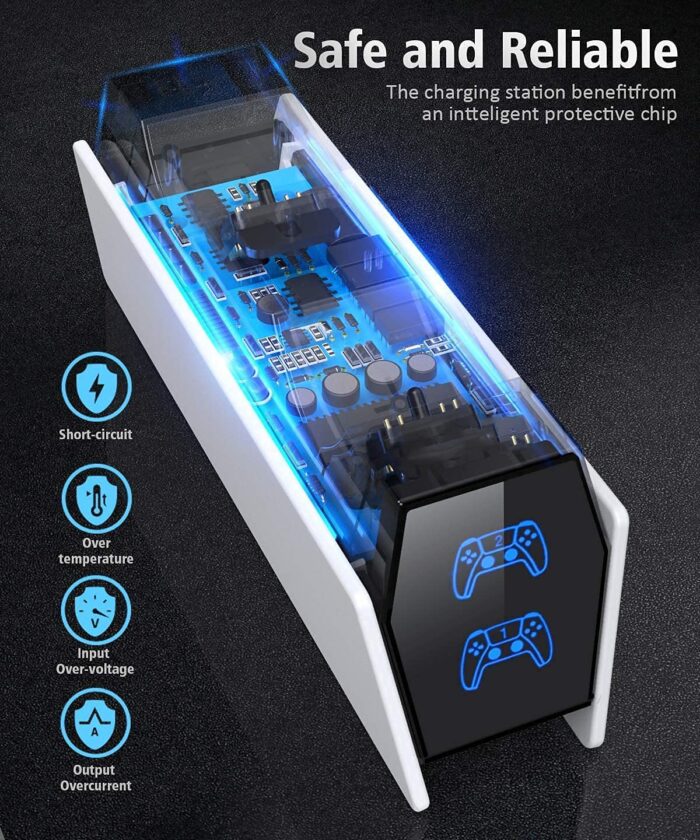 Latest Upgraded Charger for PS5 Controller, For PS5 Controller Charging Station Charging Dock Controller charger Fast Charger with LED Charging Indicator for PS5 DualSense Controller White - Image 6