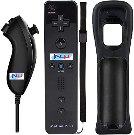 Wii Motion Plus Remote With Nunchuk (Black Color) for Wii Console