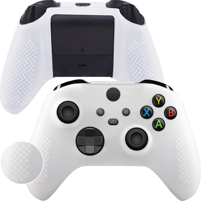 Silicone Cover Skin Case Protective Cover for Xbox Series X/S Controller - White With Anti-Slip Surface - 2 Thumb grips free - Image 4