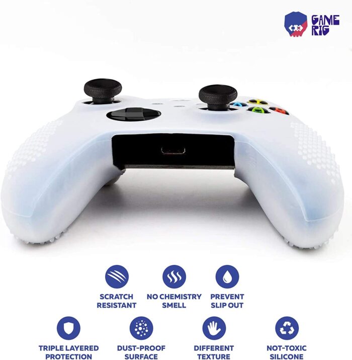 Silicone Cover Skin Case Protective Cover for Xbox Series X/S Controller - White With Anti-Slip Surface - 2 Thumb grips free - Image 5