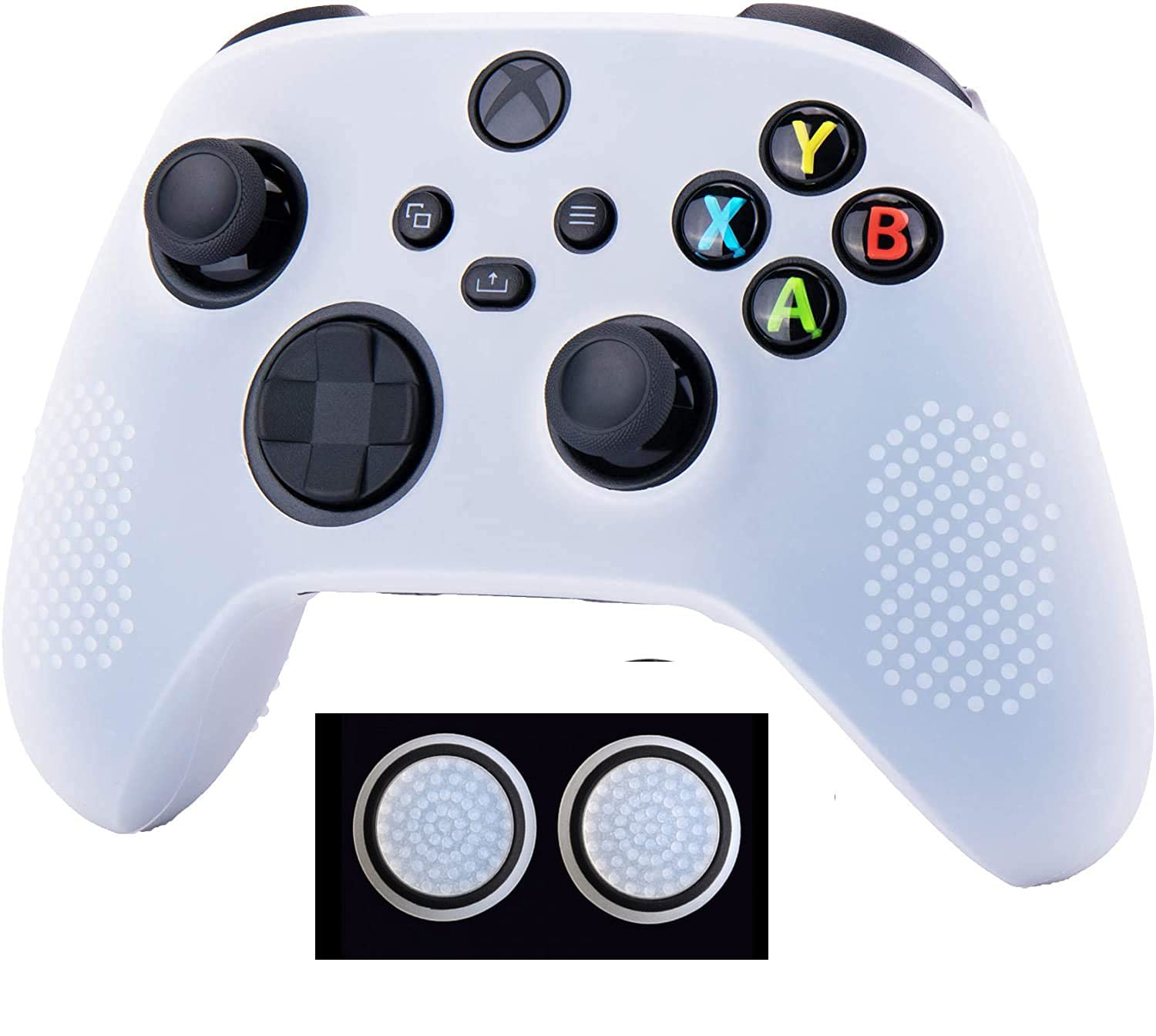 61K+Zo3HuZS._SL1500_ Silicone Cover Skin Case Protective Cover for Xbox Series X/S Controller - White With Anti-Slip Surface - 2 Thumb grips free - Image 1