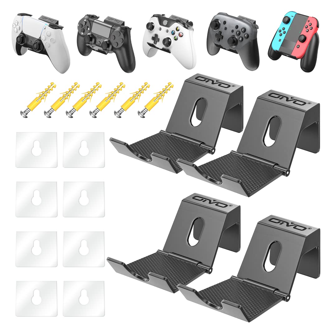 OIVO Controller Wall Mount Holder for PS3/PS4/PS5/Xbox 360/Xbox One/S/X/Elite/Series S/Series X Controller, Pro Controller, Foldable Wall Mount for Video Game Controller&Headphones -4 Pack