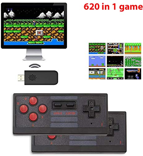 New World Old Arcade Classic Retro Game Console, 8 BIt TV AV Output USB Game stick MINI EXTREME GAME BOX Console, plug & play wireless video game for kids for 2 Players Built in 620 Games