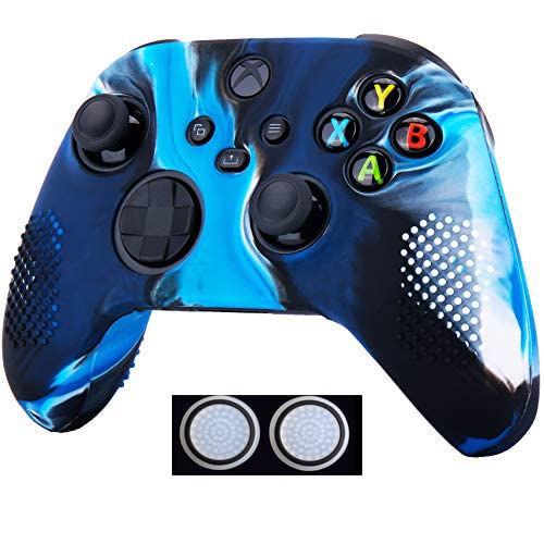 New World Silicone Cover Skin Case Protective Cover for Xbox Series X/S Controller -Blue camouflage With Anti-Slip Surface- 2 Thumb Grips Free