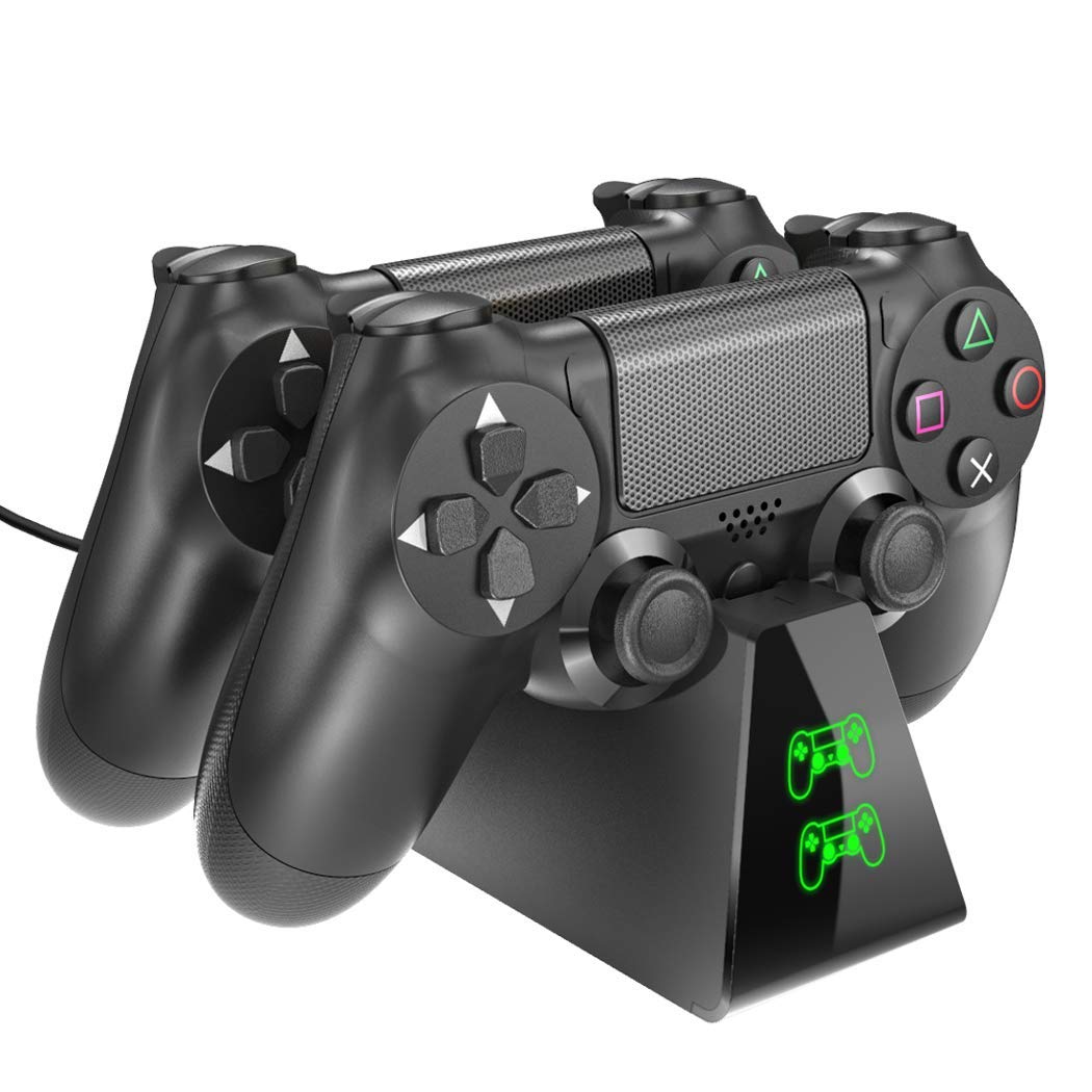 dobe dual shock controller dual usb charging charger docking station for ps4/ps4 slim/ps4 pro controller- Black