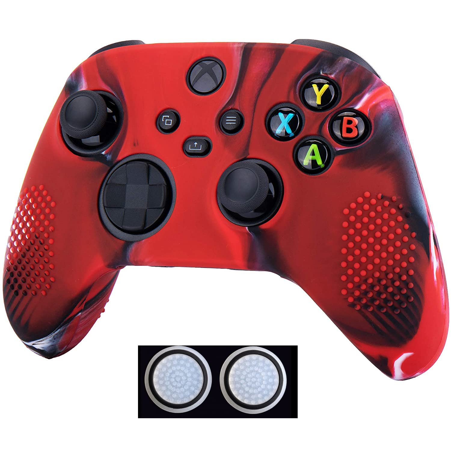 New World Silicone Cover Skin Case Protective Cover for Xbox Series X/S Controller With Anti-Slip Surface- 2 Thumb Grips Free- Red camouflage