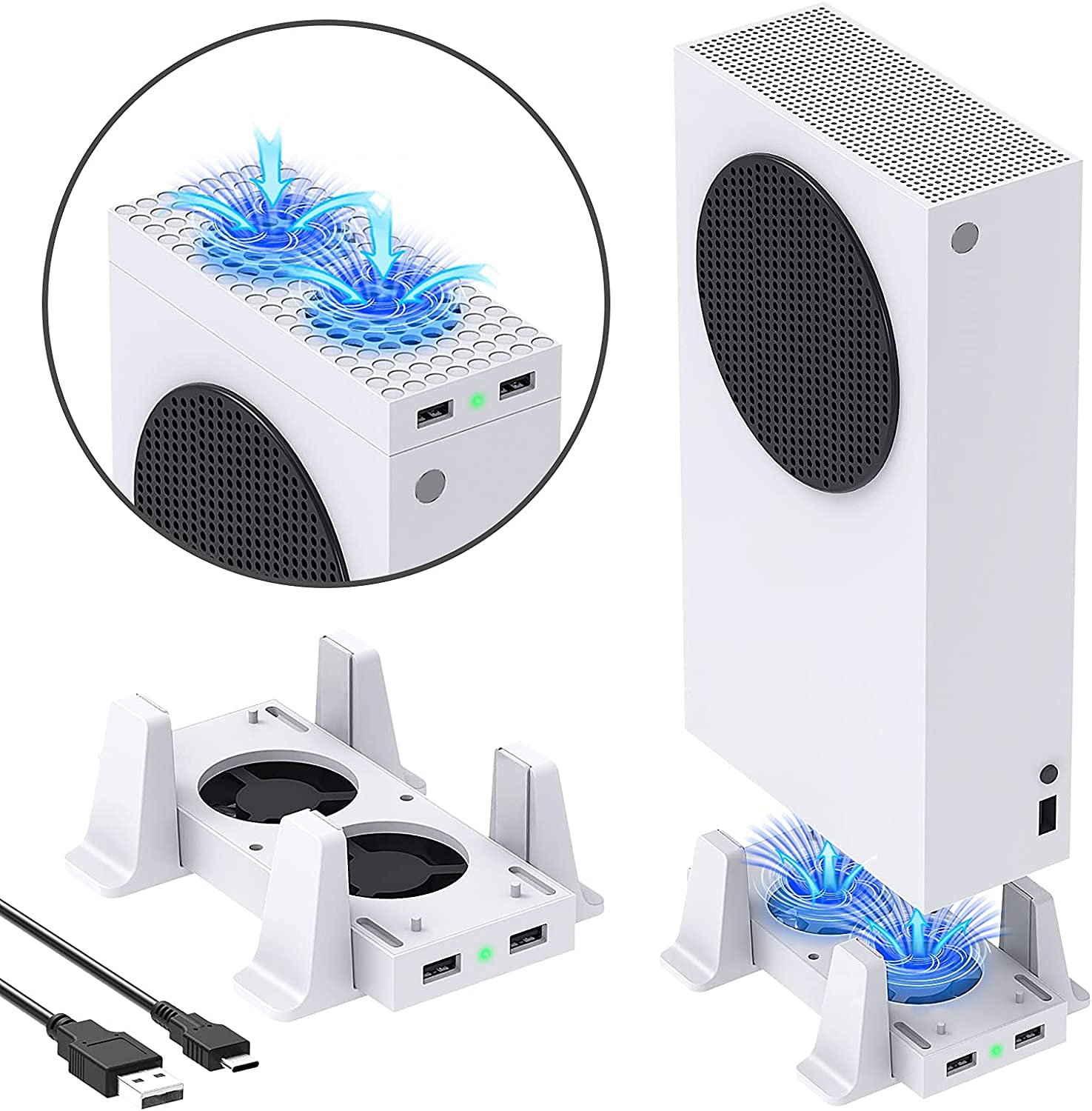 New World Cooling Fan Cooling Stand for Xbox series S , Cooler System Dock Station Vertical stand Only for Xbox Series S