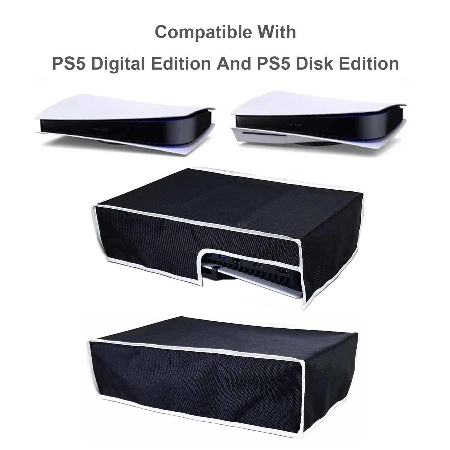 New World Horizontal Dust Cover for PS5 Console Dust Guard with Back Cable Port for Sony Playstation 5 Console Digital & Disk Version