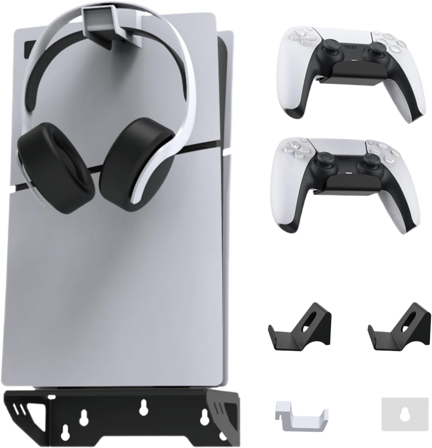 New World Wall Mount Bracket , Wall stand for PS5 Slim,PS5 Normal (Disc and Digital Edition), with Controller holder and Headphone holder