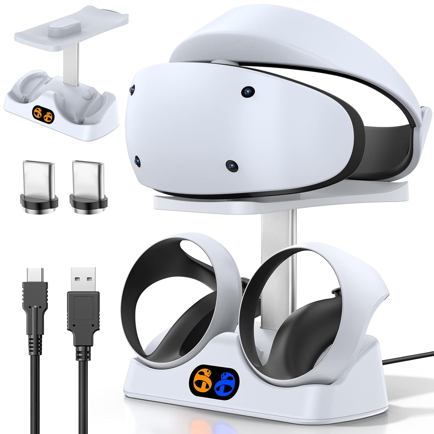 Tokluck Charging Dock for PSVR2, 2H Fast Charging Station for PS VR2 Controllers, PSVR2 Charger with VR2 Glasses Holder, Magnetic Connector and Type-C Cable, PS VR2 Accessories