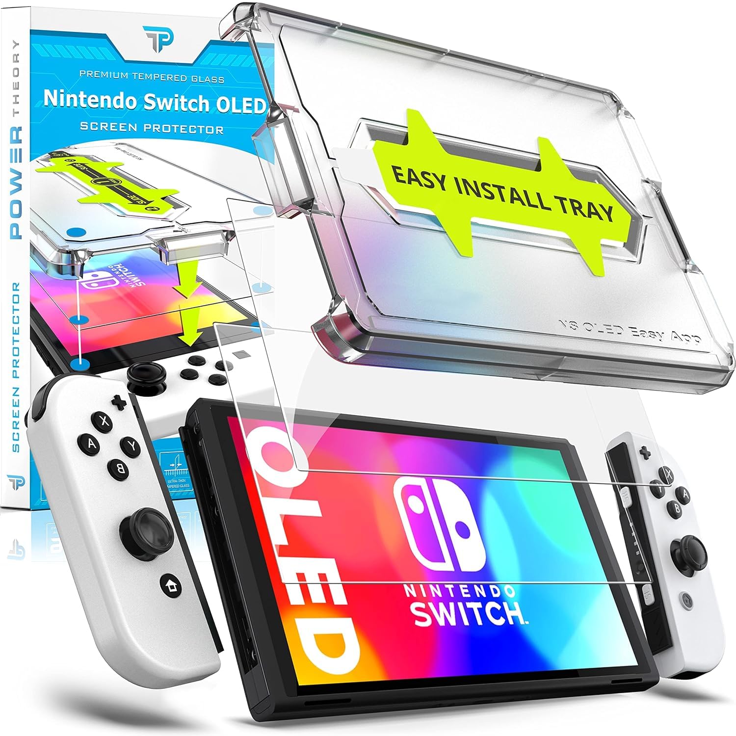 New World Designed for Nintendo Switch OLED Screen Protector Tempered Glass [9H Hardness], With Easy Install Kit,Bubble Free Clear,Anti-Scratch, 2 PC